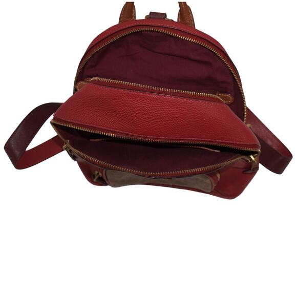 Coach 657 Carrie 23 Backpack Signature Colorblock Tan Red Apple Multi - Picture 10 of 14